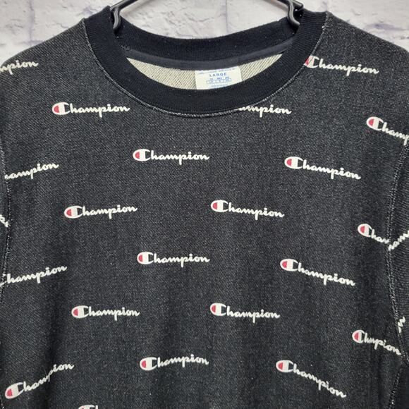 VTG‎ 90s Champion Reverse Weave AOP Heavy Tshirt Size L Athletic Logo Spellout - Picture 2 of 8
